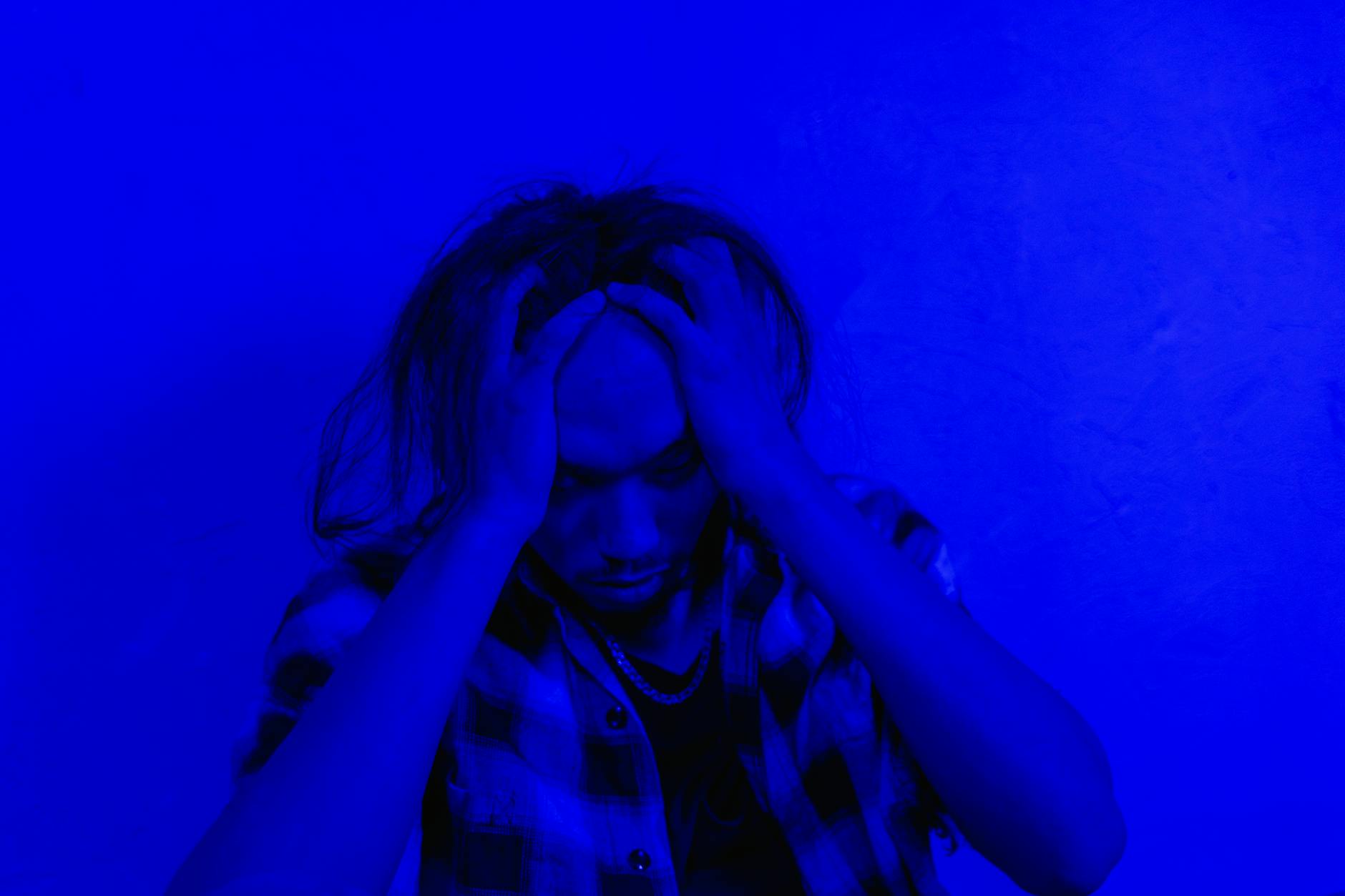 man person blue feelings